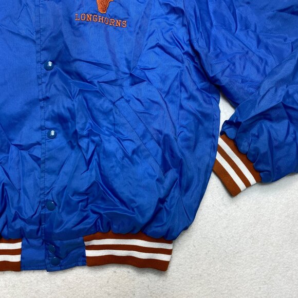Vintage Harmony Longhorns Jacket Mens L Blue Shiny Embroidered Made In USA - Picture 4 of 13